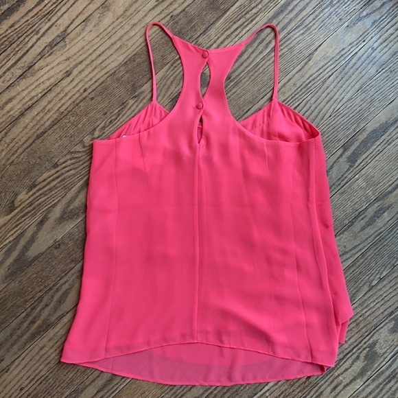 NWT Naked Zebra Racerback Pink Coral Blouse w/Ruffled Front - Picture 2 of 4